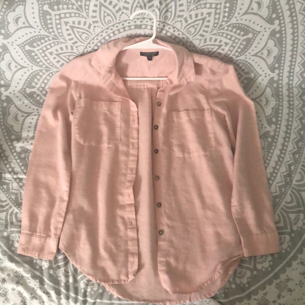 Topshop Pink Button-up